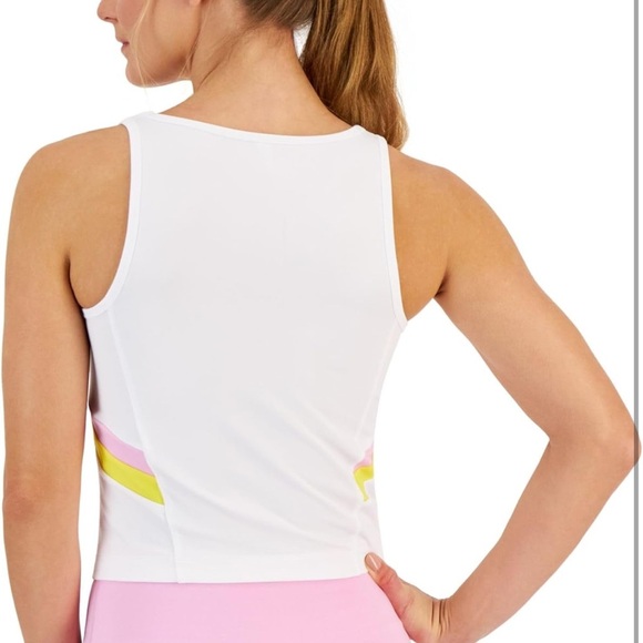 Ideology Women's White Tank Top with Pink and Yellow Accents - Picture 2 of 2
